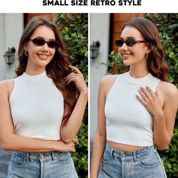 Retro Tiny Oval Sunglasses for Women with Small Face Narrow Style - Picture 4 of 7